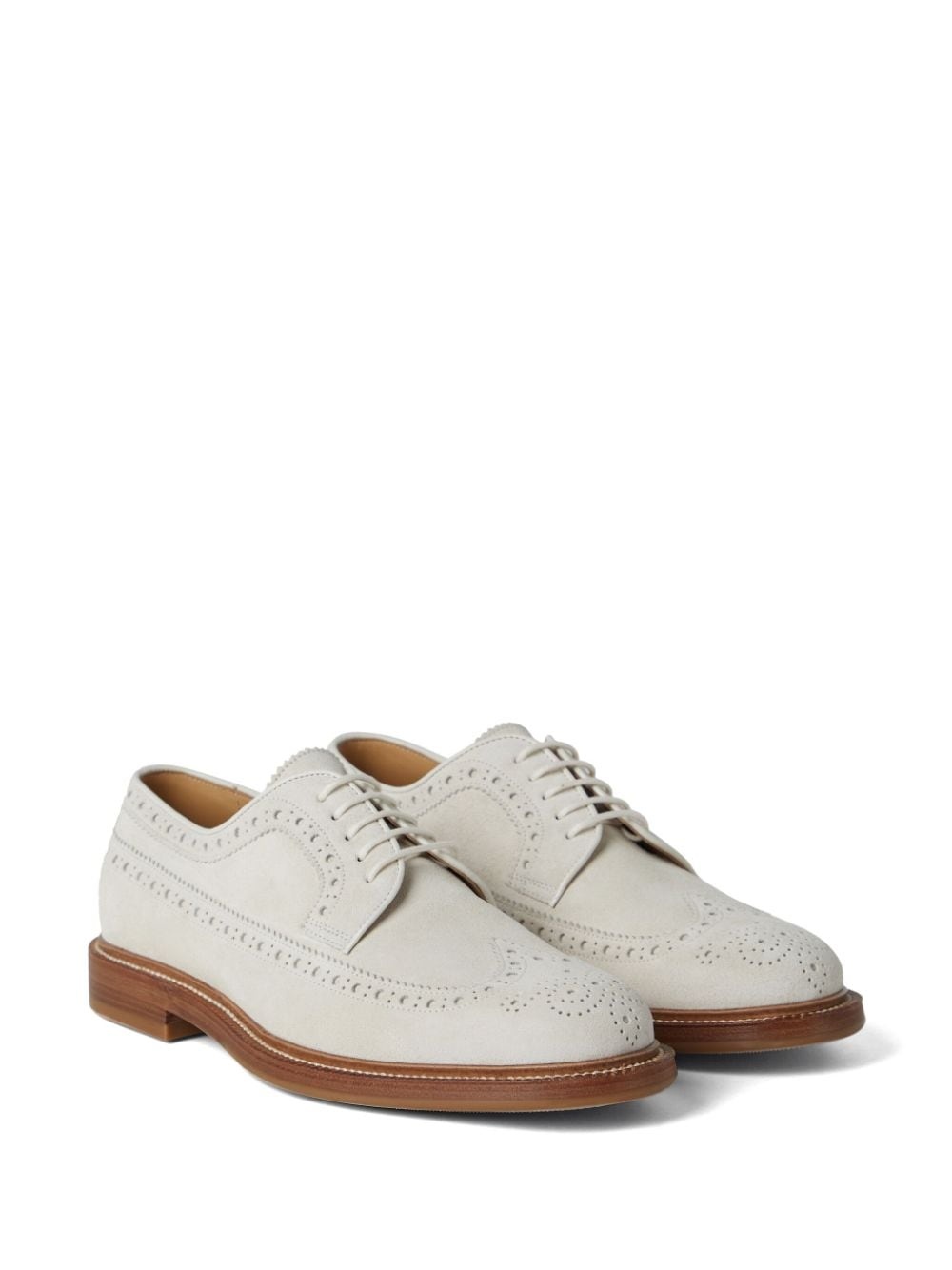 perforated-embellished suede derby shoes - 2