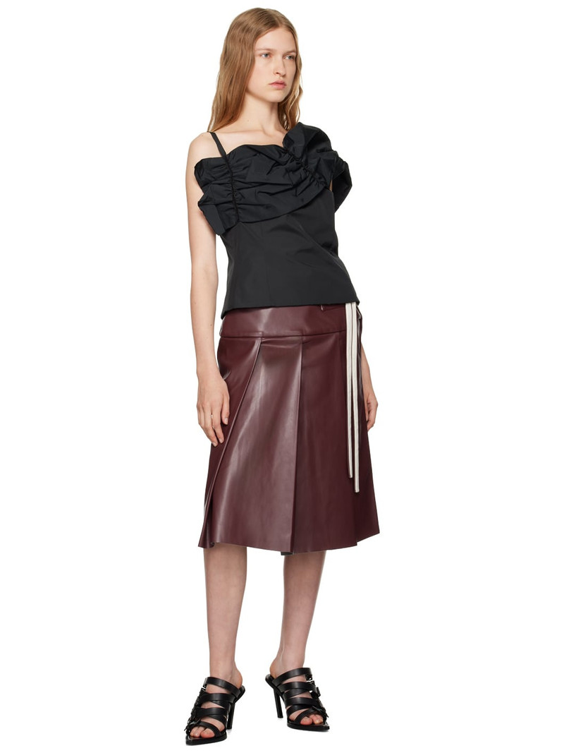 RENAISSANCE RENAISSANCE Burgundy Linda Faux-Leather Midi Skirt outlook