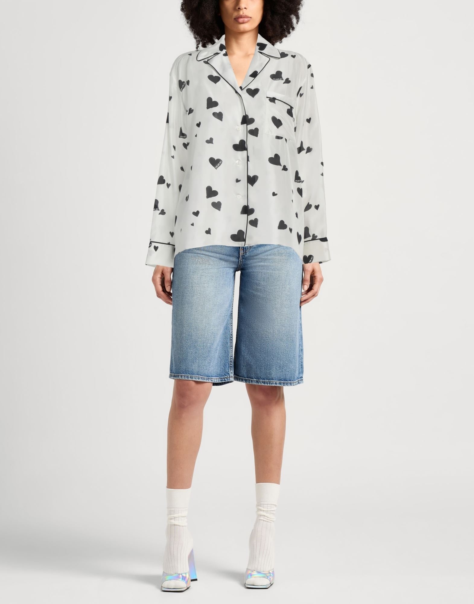 White Women's Patterned Shirts & Blouses - 2
