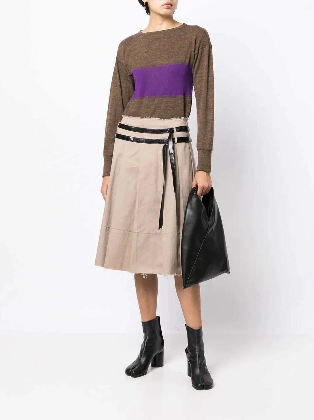 panelled round-neck jumper - 1