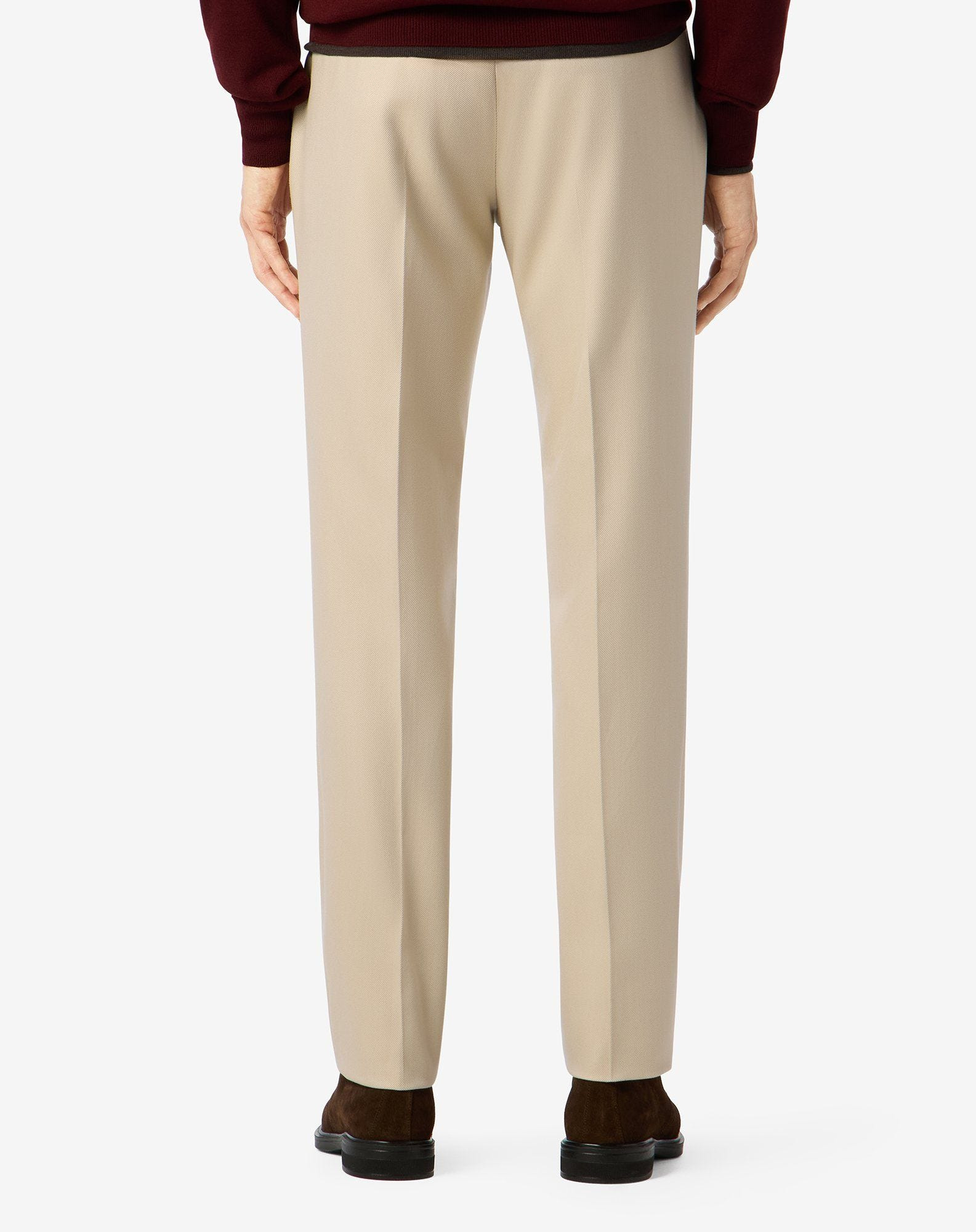 Light beige wool and stretch cotton trousers - 4