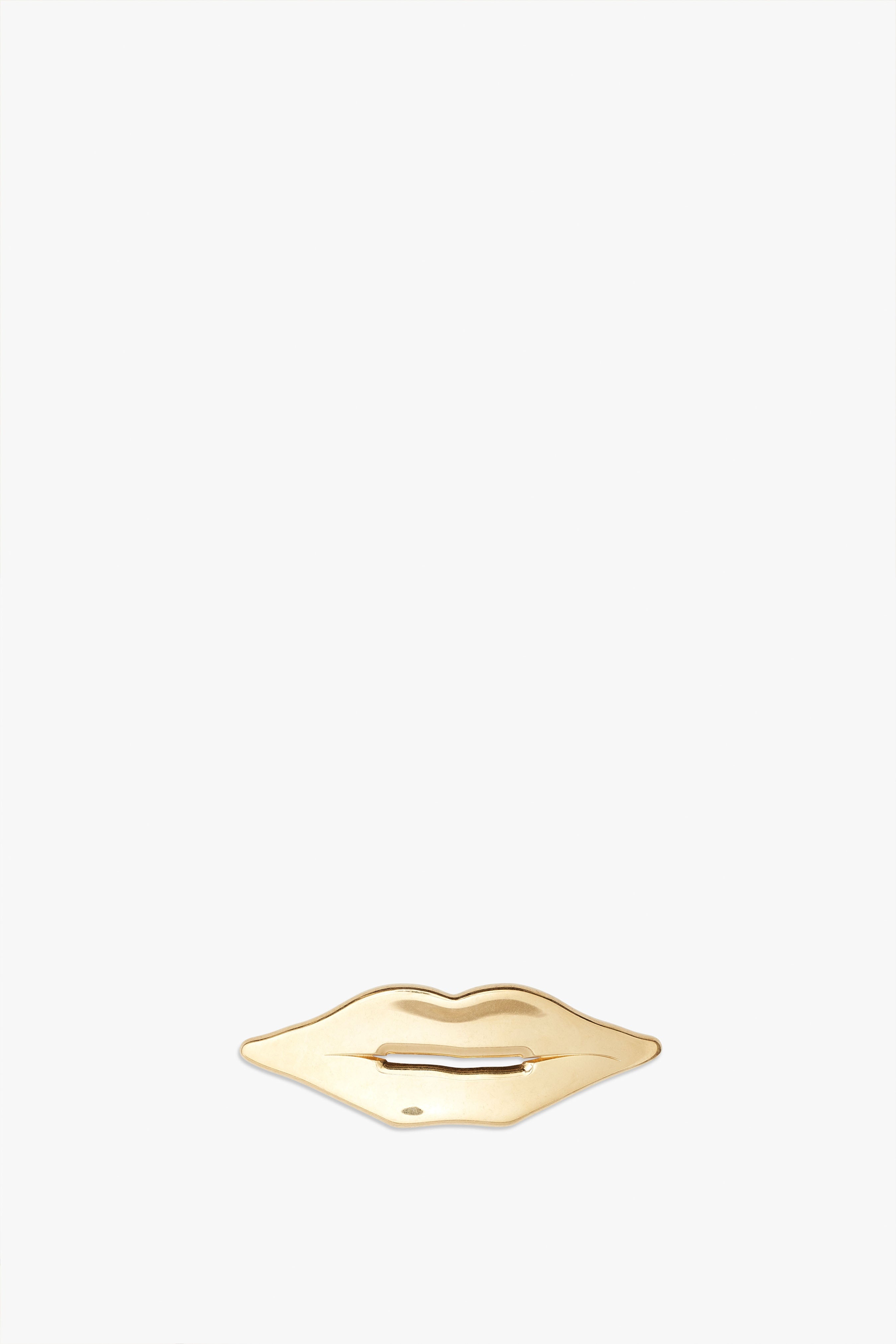 Brass Lips Brooch in Gold - 1