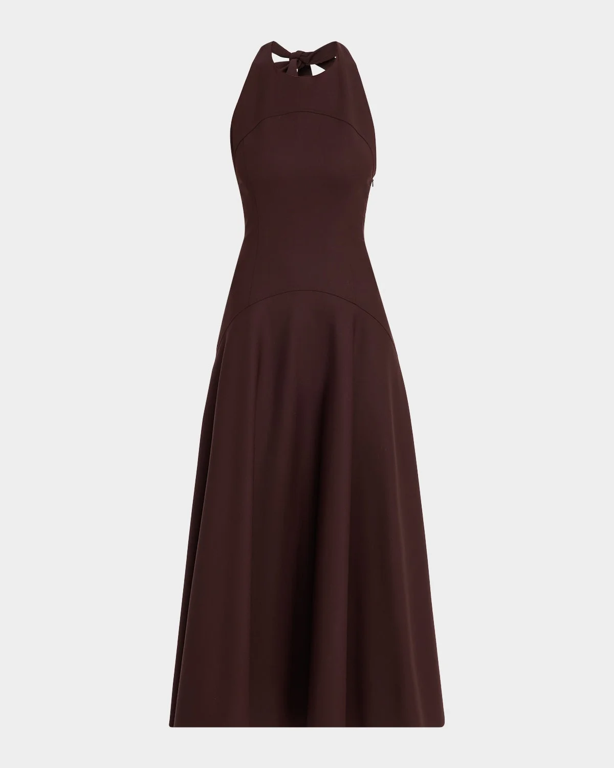Sleeveless Stretch Wool Halter Midi Dress - 1