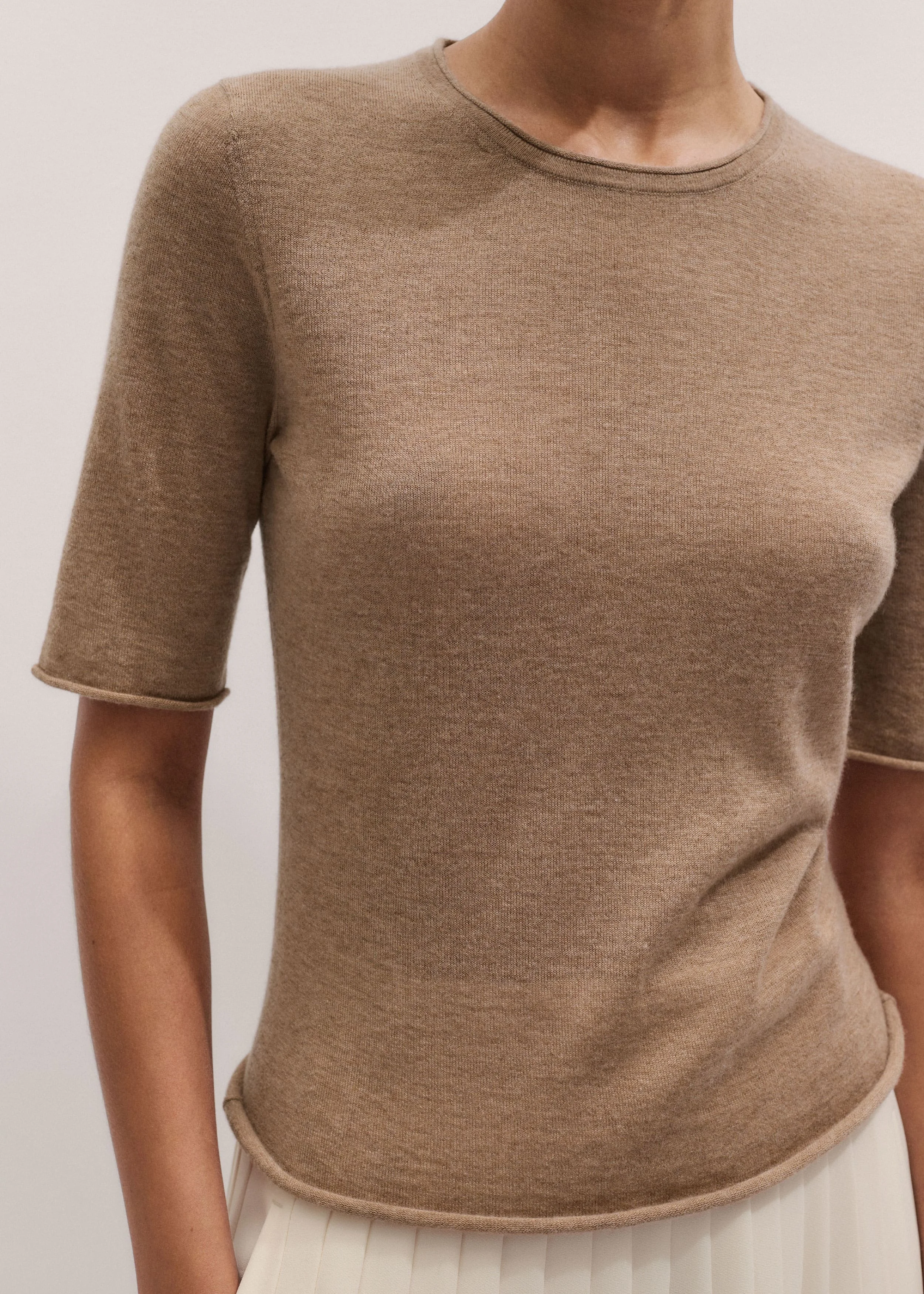 Raw Edge Slim Knit Tee - 1
