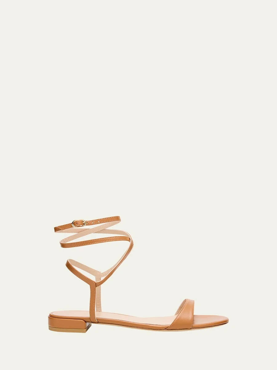 Nudist Leather Ankle-Wrap Sandals - 1