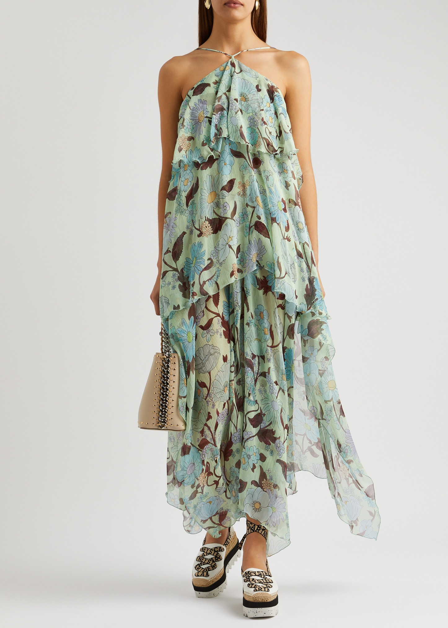 Floral-print tiered silk maxi dress - 4