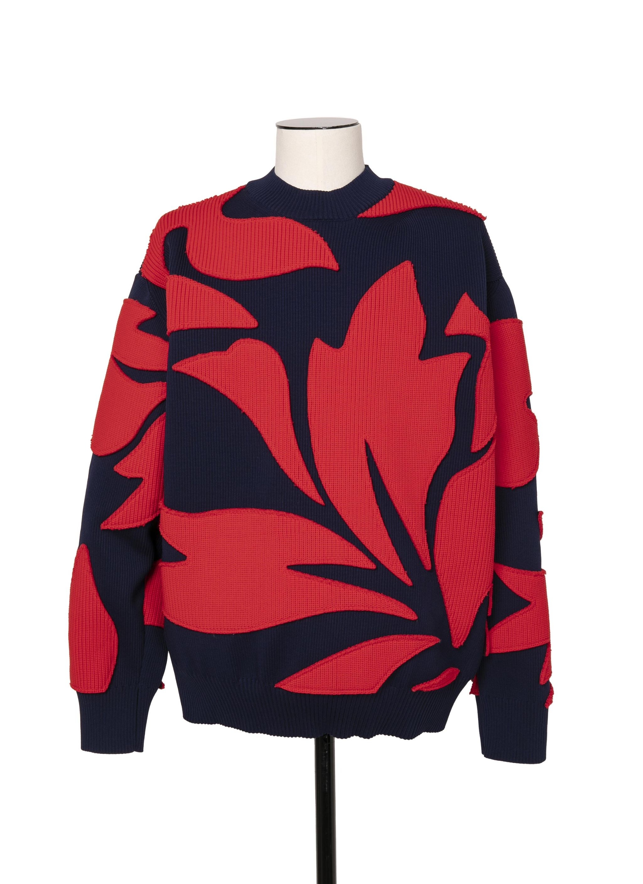 Floral Embroidered Patch Knit Pullover - 1