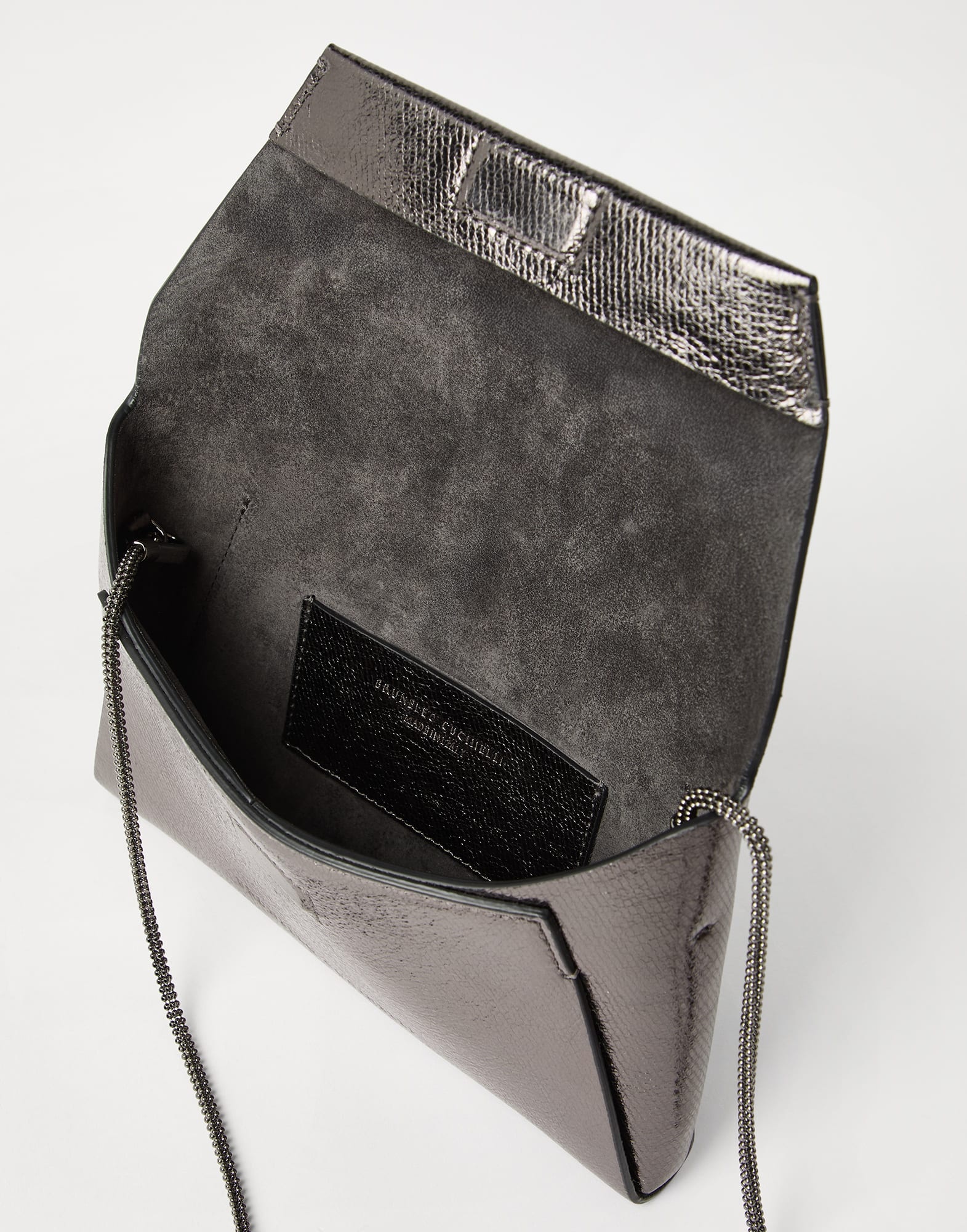 BC Duo pochette in lamé grained calfskin with precious chain - 5