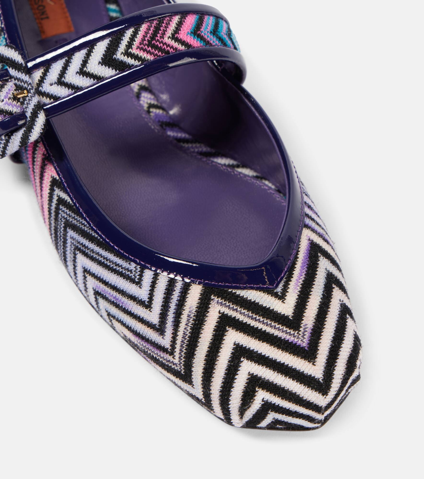 Zigzag leather-trimmed Mary Jane flats - 5