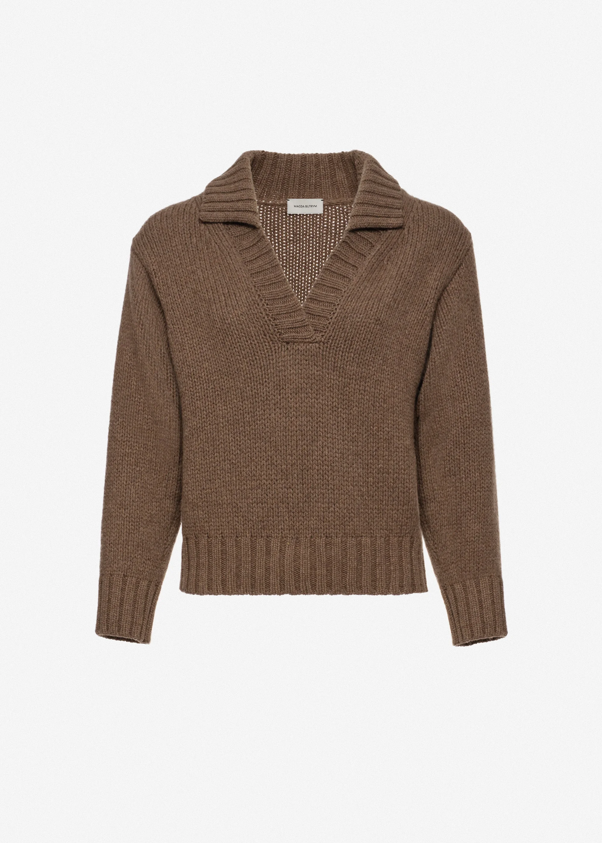 Cashmere polo sweater in beige - 1