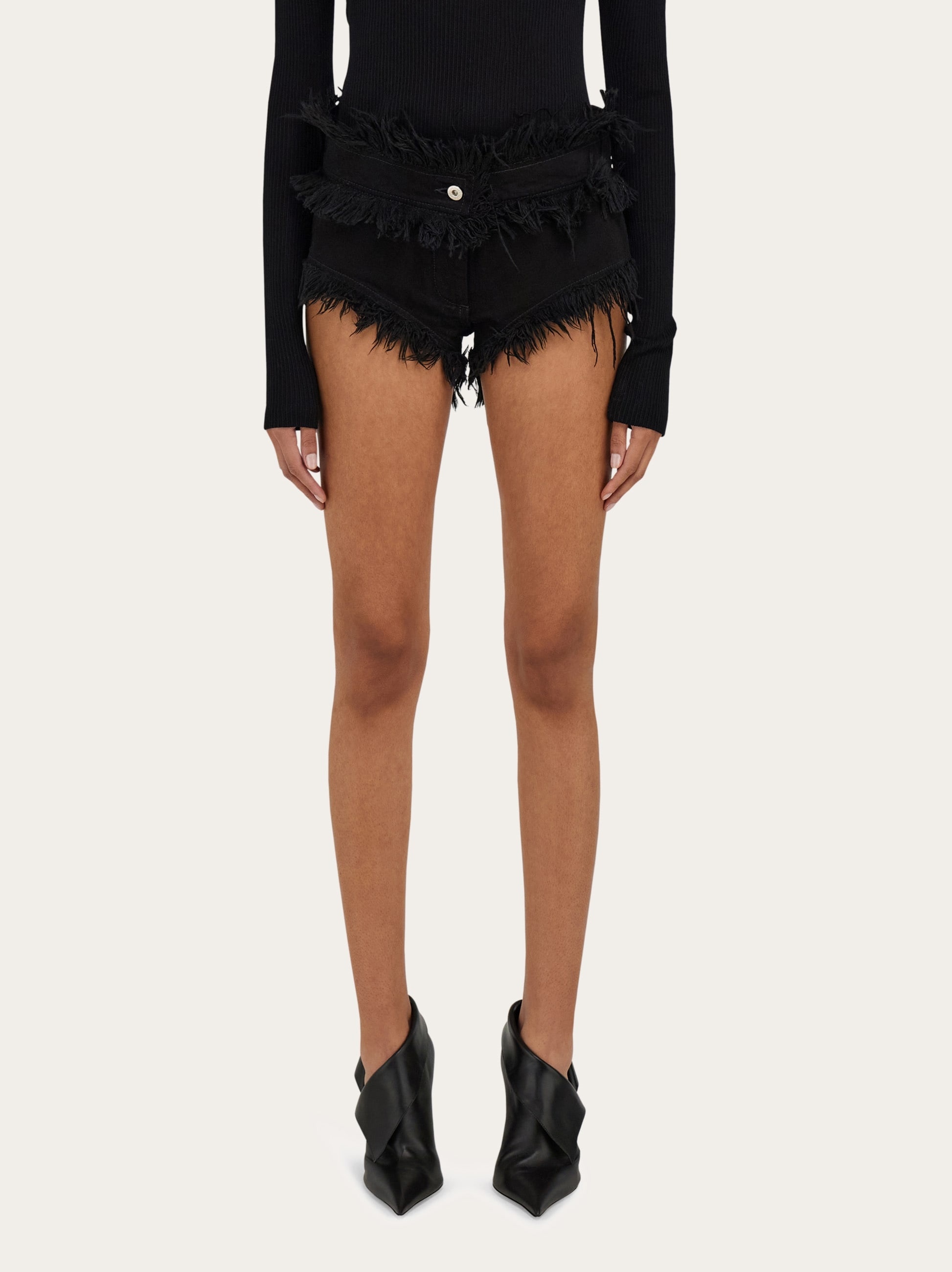 Frayed denim shorts - 2