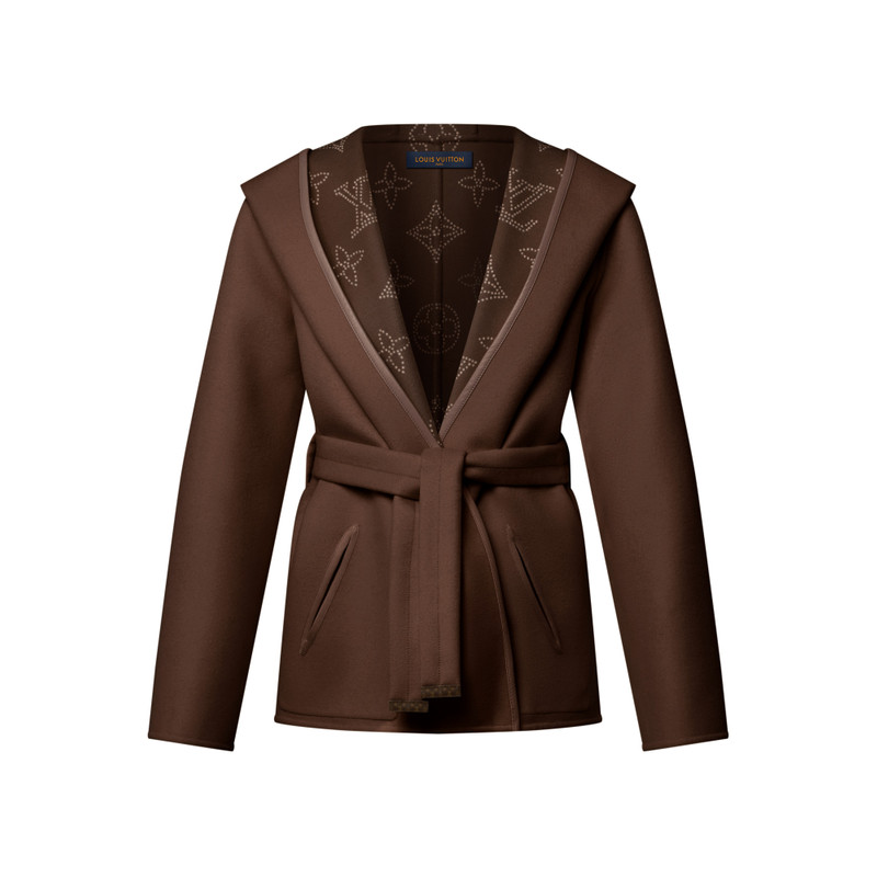 Reversible Short Hooded Wrap Coat 1