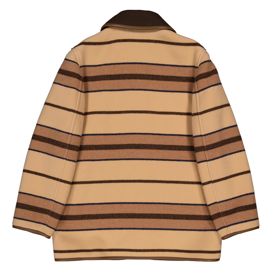 Burberry Colbury Striped Wool-Felt Leather-Trimmed Jacket - 2