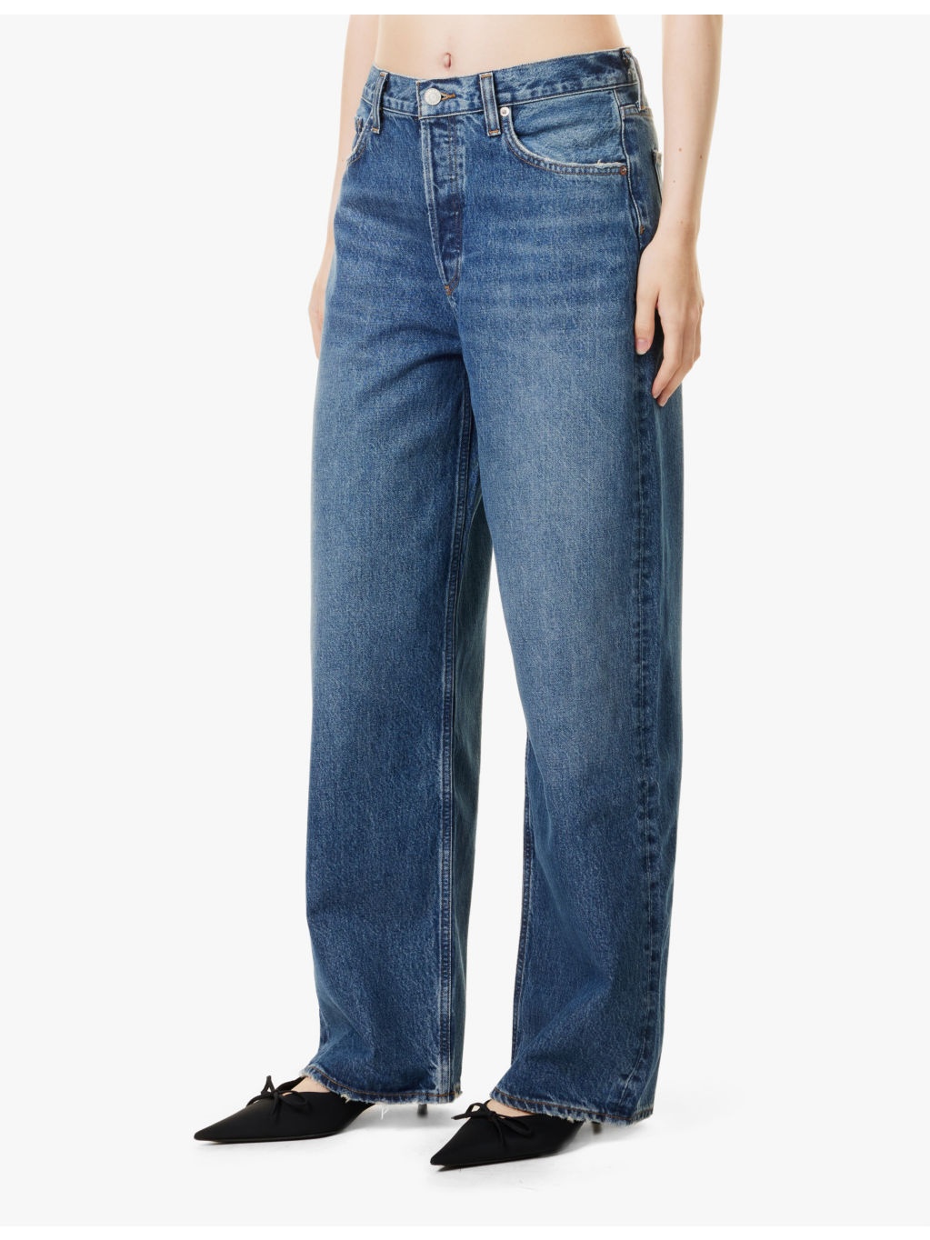 Slung Baggy five-pockets wide-leg high-rise organic-denim blend jeans - 3