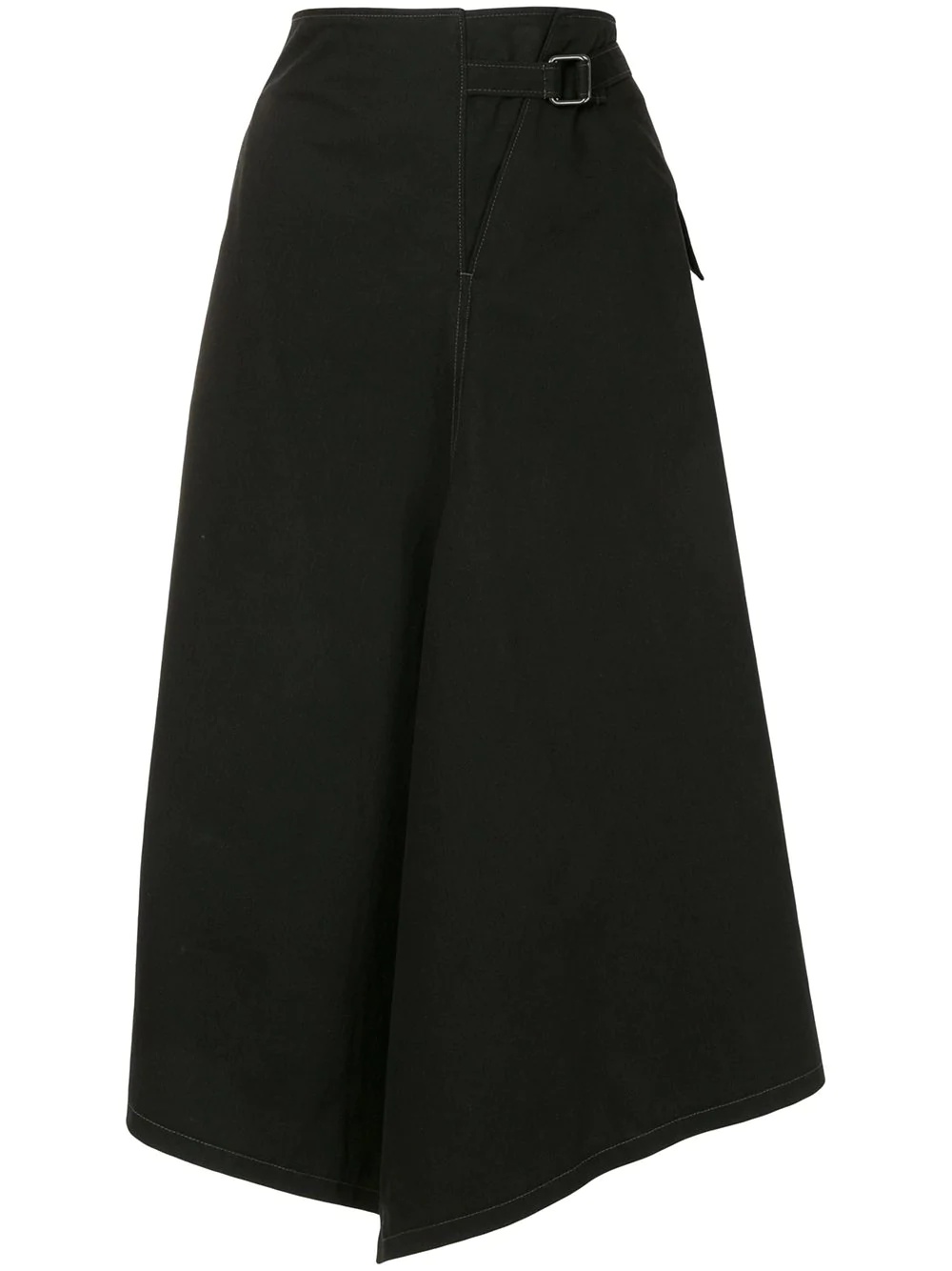 buckle-side asymmetric midi skirt - 1