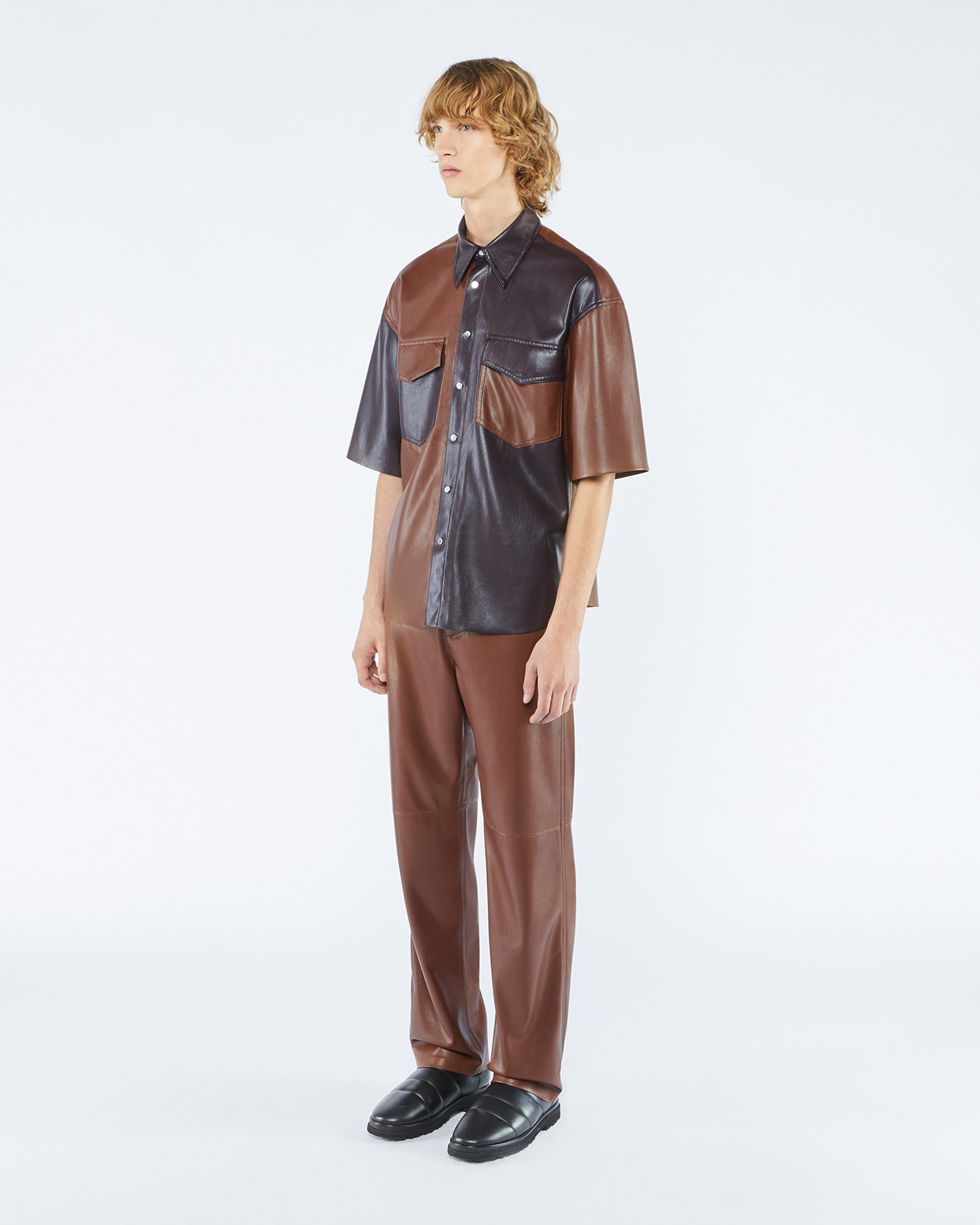 RENS - ANEW Upcycled patchwork shirt - Aubergine/Rootbeer - 4