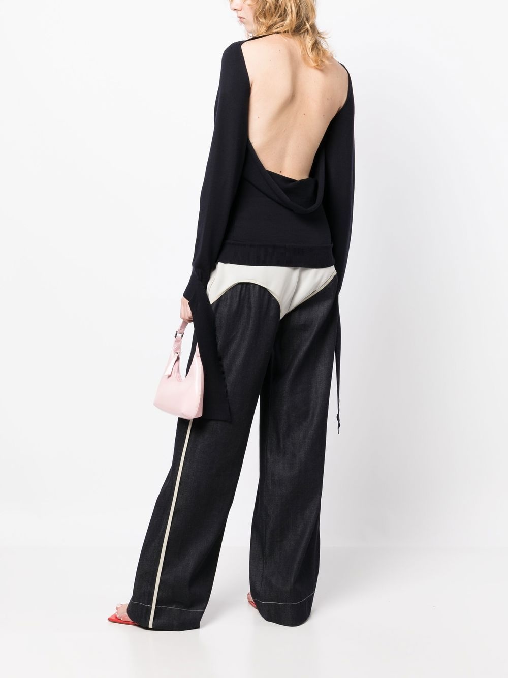 fine-knit open-back jumper - 2