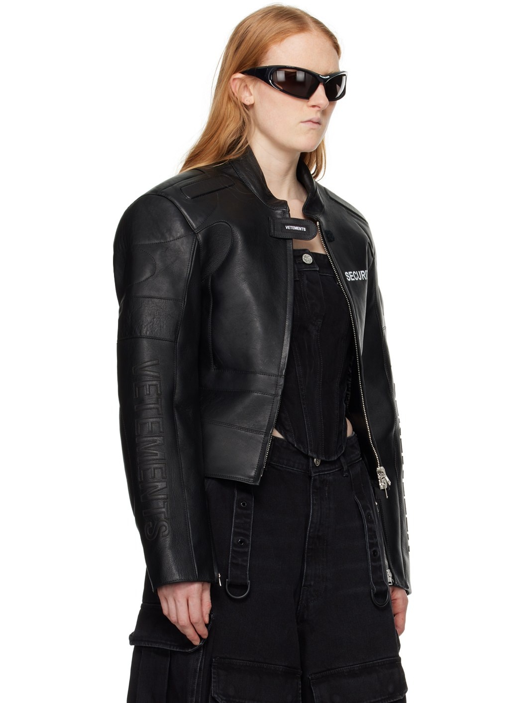 Black Securite Motorcross Leather Jacket - 2