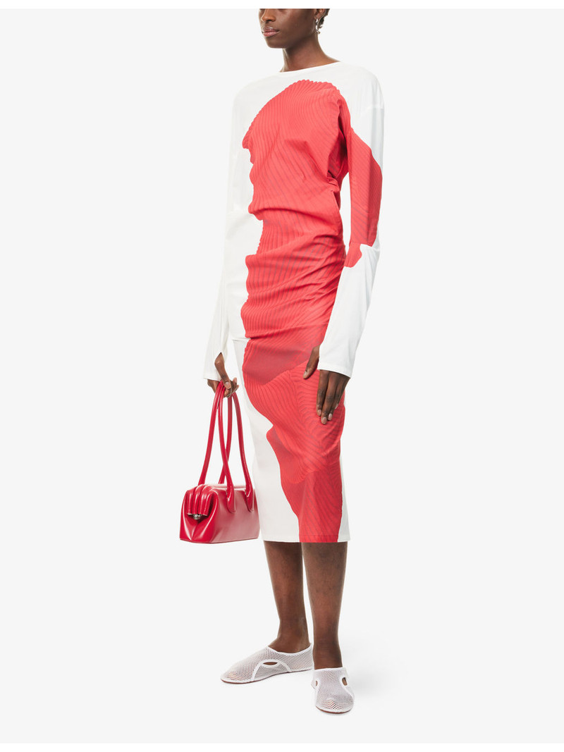 ISSEY MIYAKE Knit (As Represented) Long-Sleeve Cotton-Blend Maxi Dress outlook