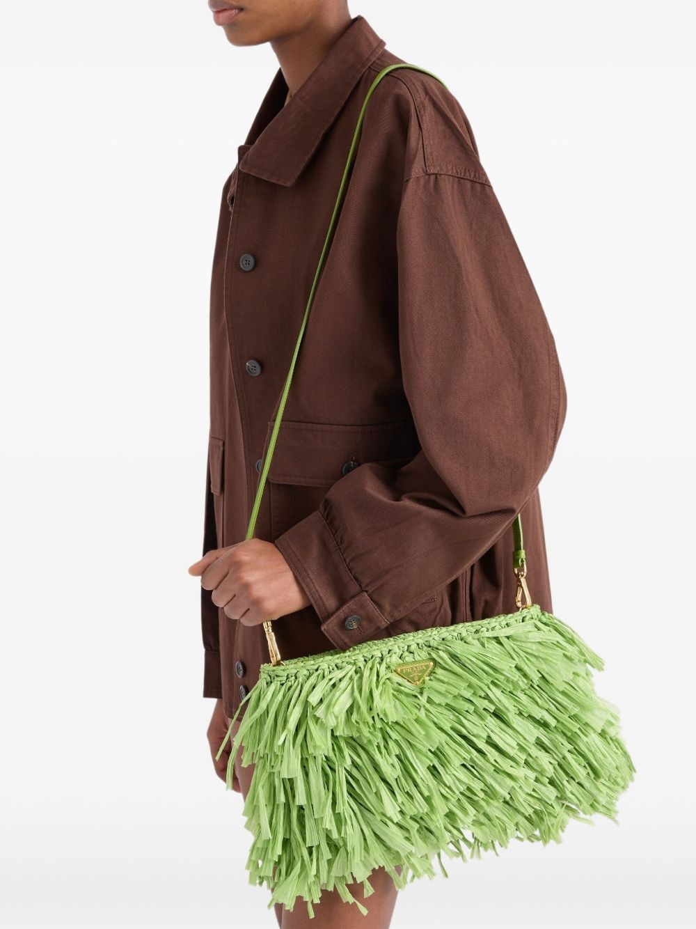 medium fringed crochet clutch bag - 3
