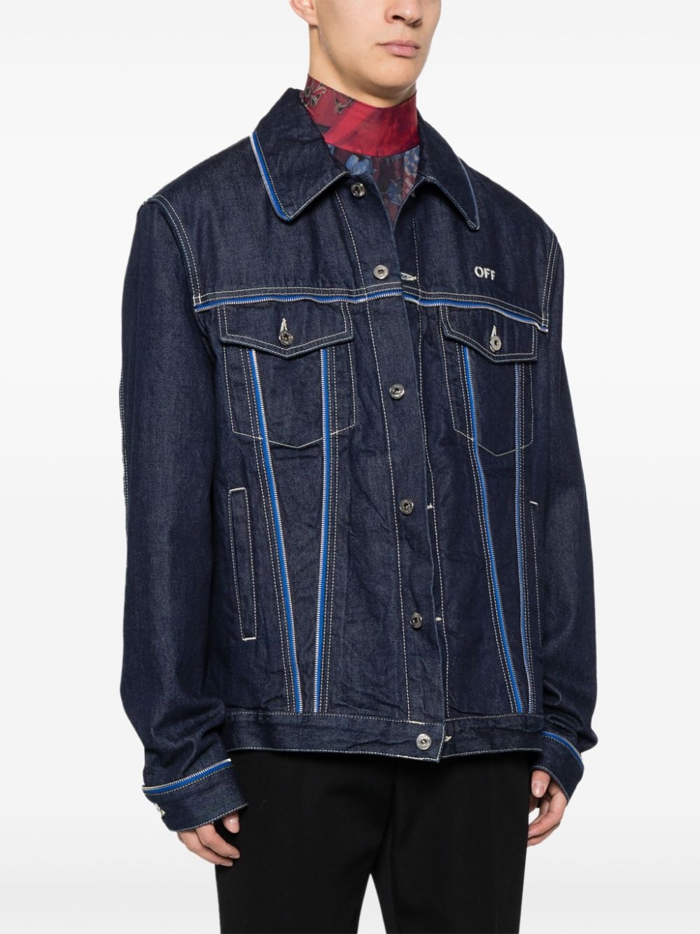 zip-embellished denim jacket - 3