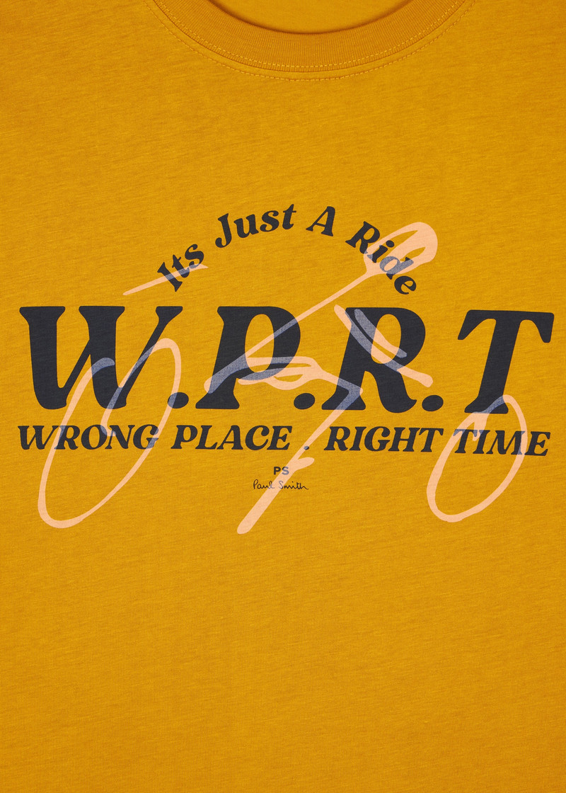 Paul Smith Orange 'Wrong Place Right Time' Print T-Shirt outlook