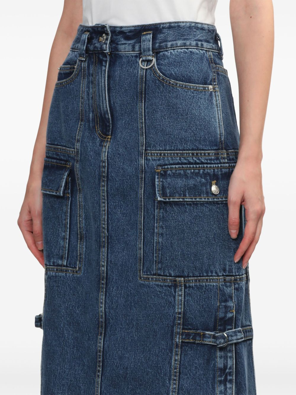 denim cargo midi skirt - 5