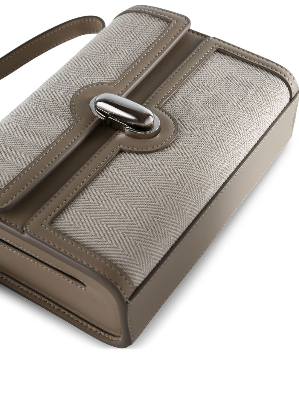 herringbone-pattern flap cross body bag - 3