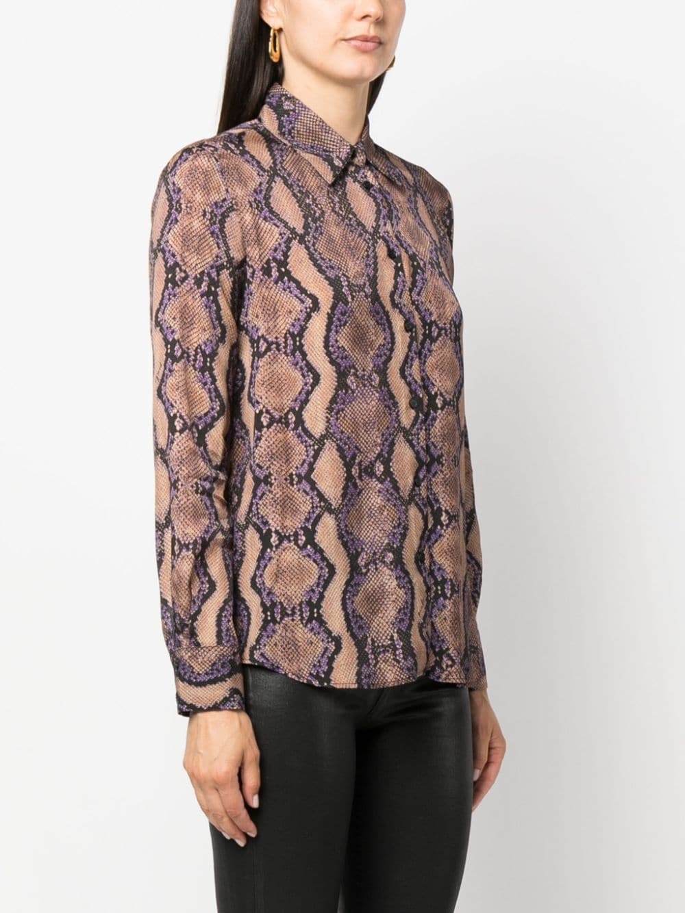 snakeskin-print long-sleeve shirt - 3