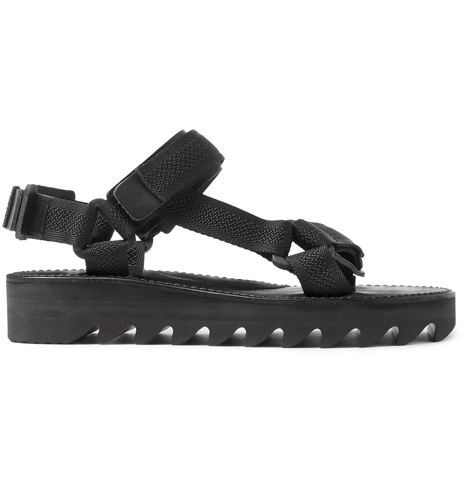 Leather-Trimmed Webbing Sandals - 1