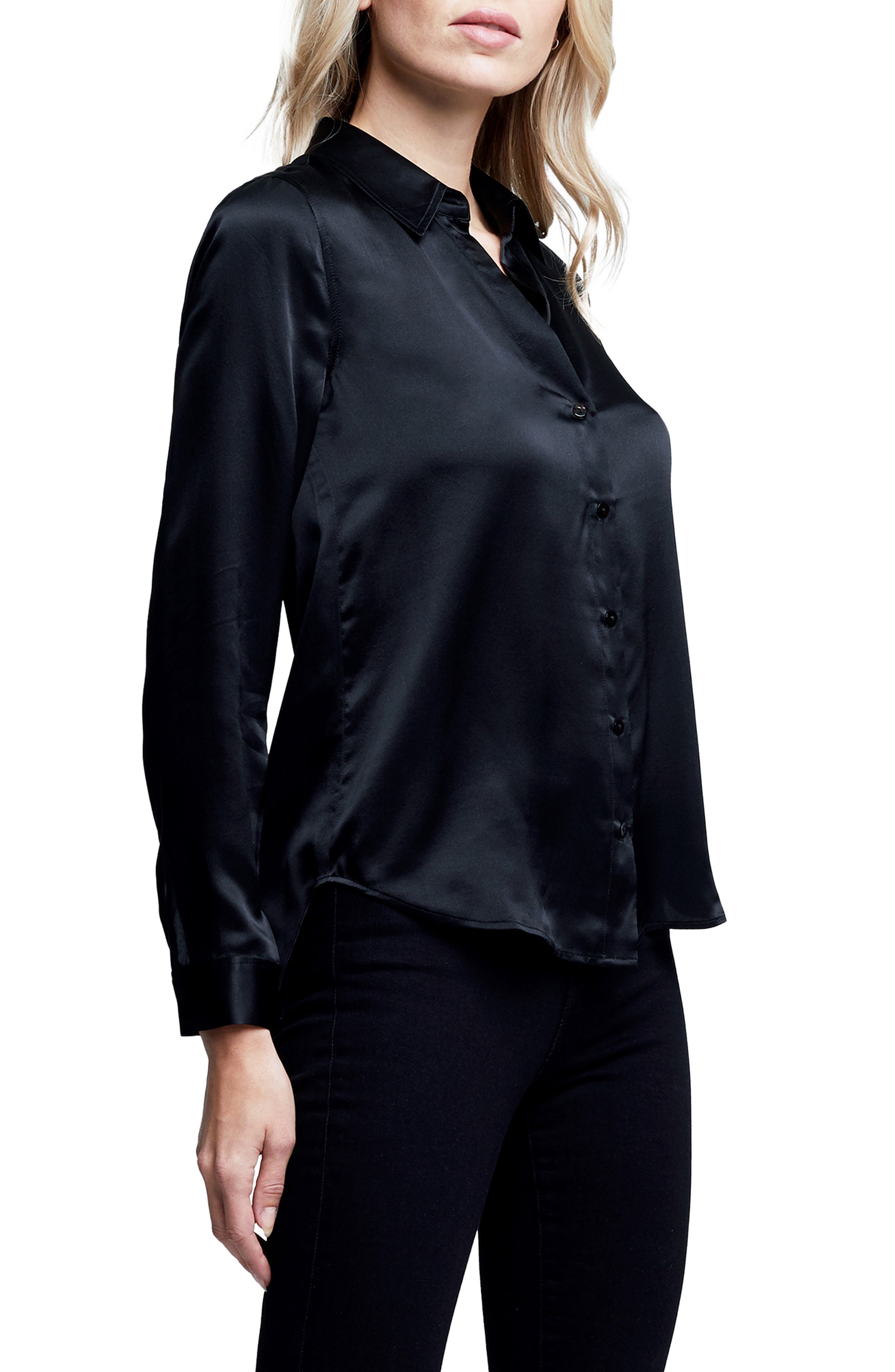 L'AGENCE Tyler Silk Blouse in Black at Nordstrom - 3