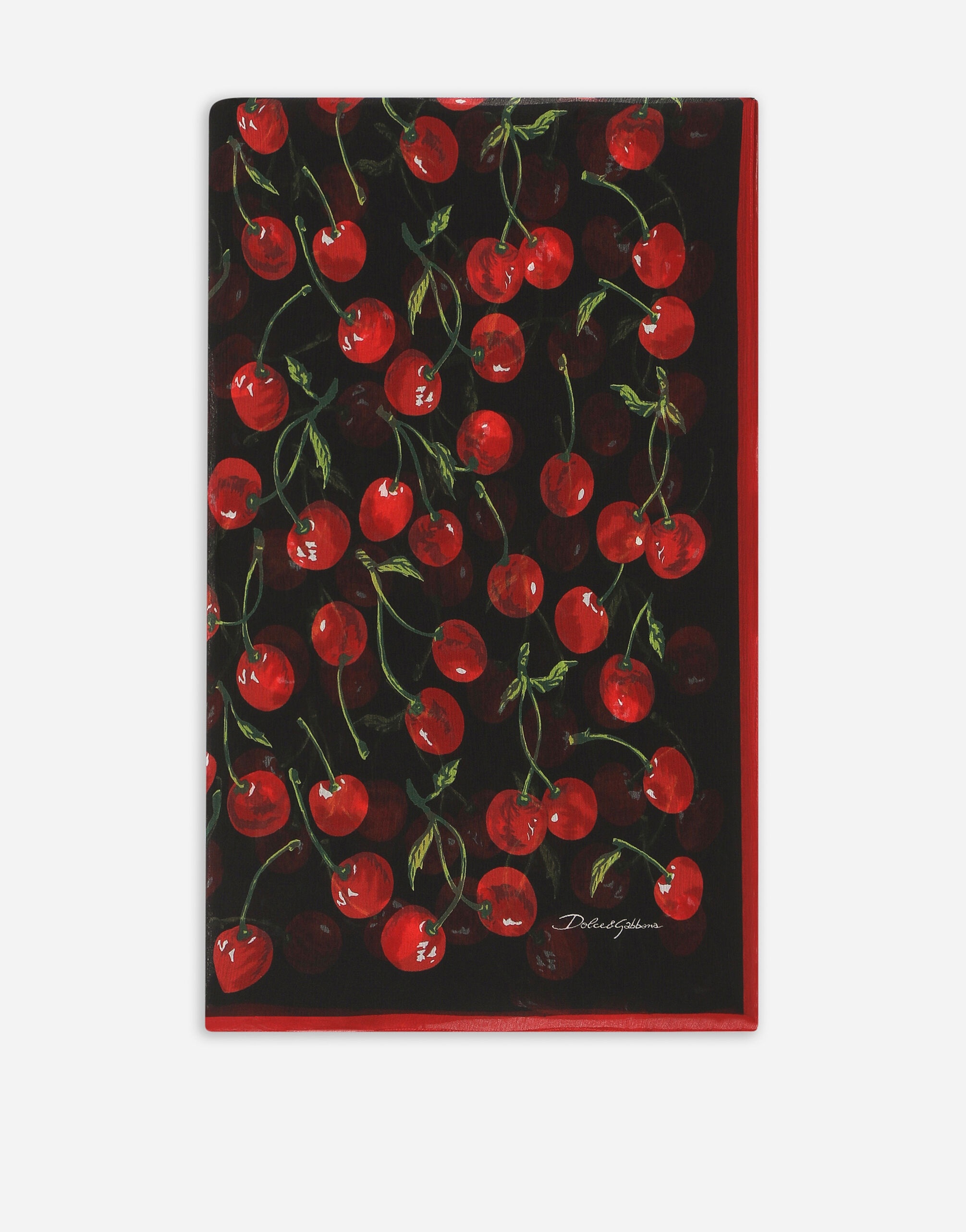 Cherry-print silk scarf (120x200) - 1