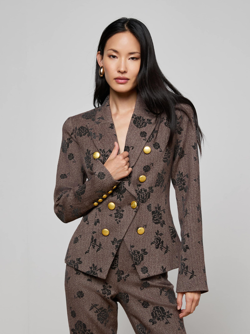 L'AGENCE Bethany Flocked Herringbone Blazer outlook