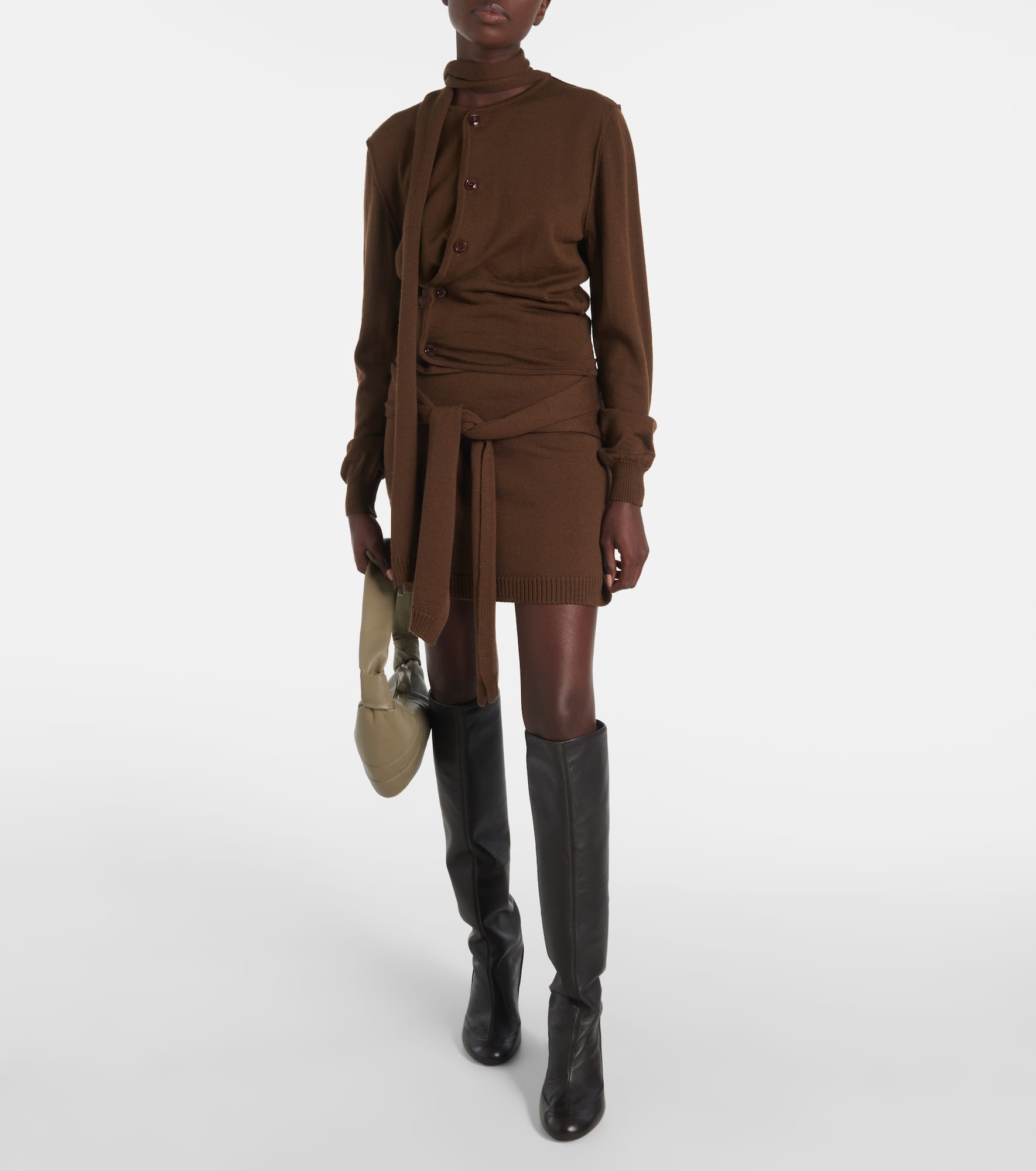 Trompe l'œil wool-blend miniskirt - 2