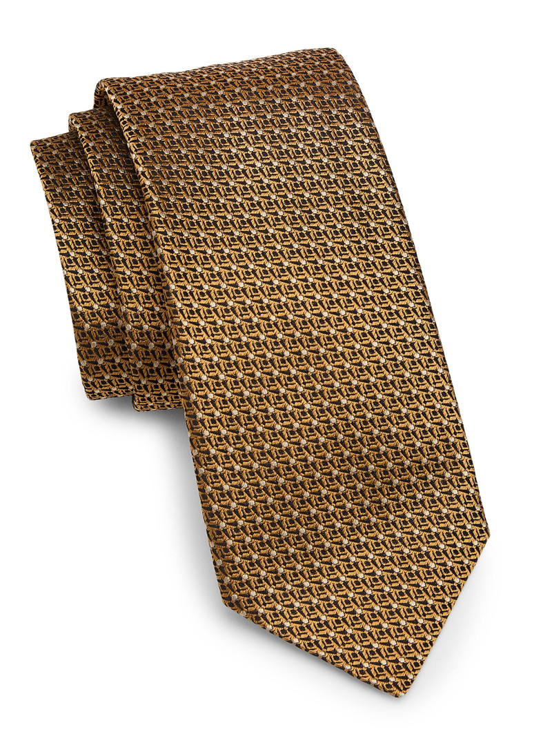 Men's Jacquard Silk Tie - Gold 1