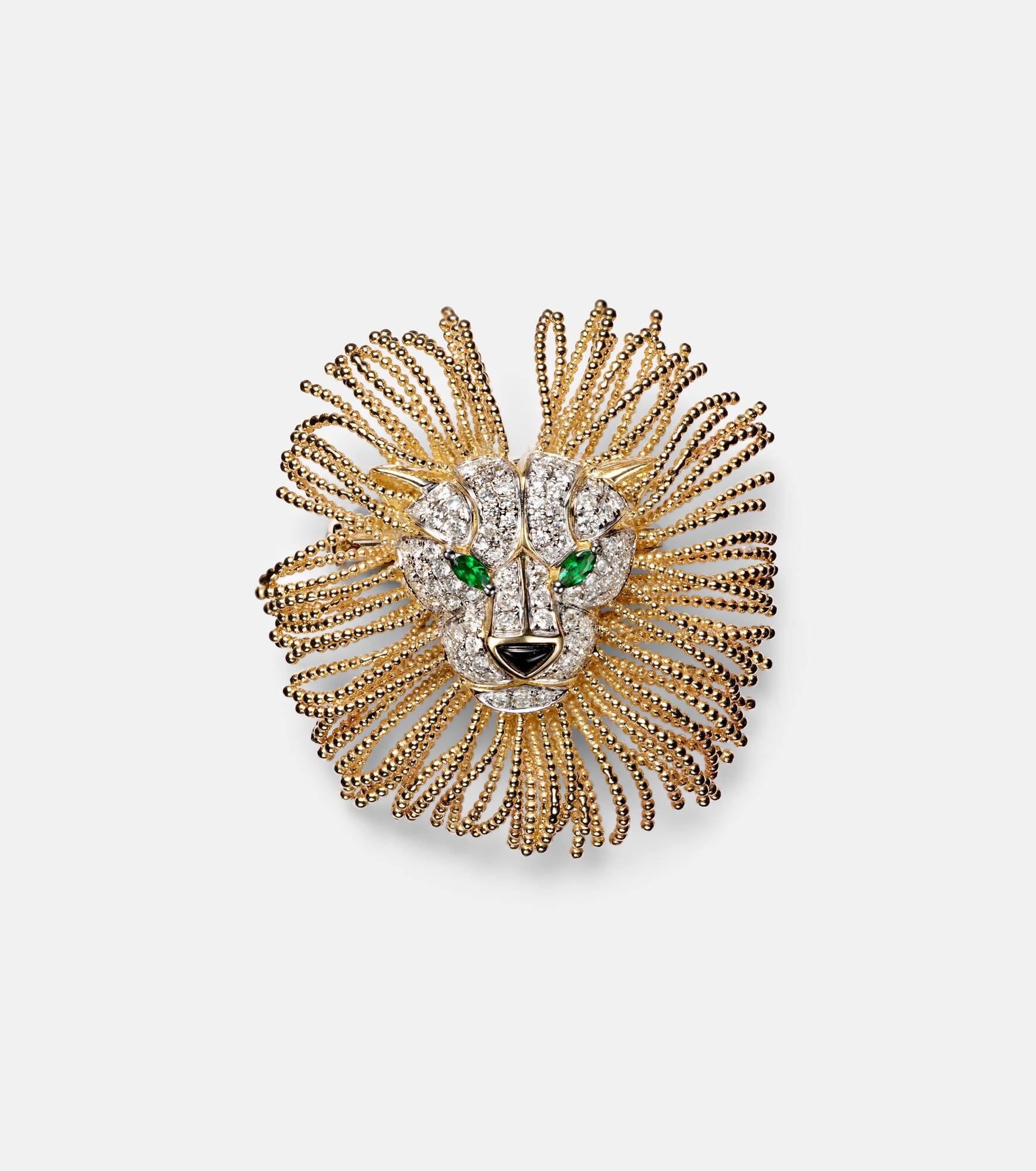 Lion 9kt gold pendant necklace with gemstones - 6