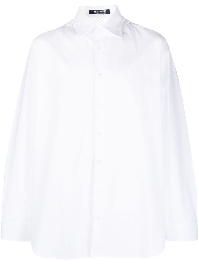 mesh-detail cotton shirt 1