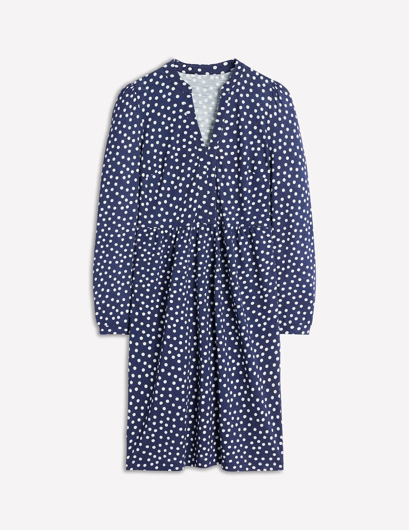 Naomi Relaxed Jersey Dress-French Navy, Abstract Dot - 1