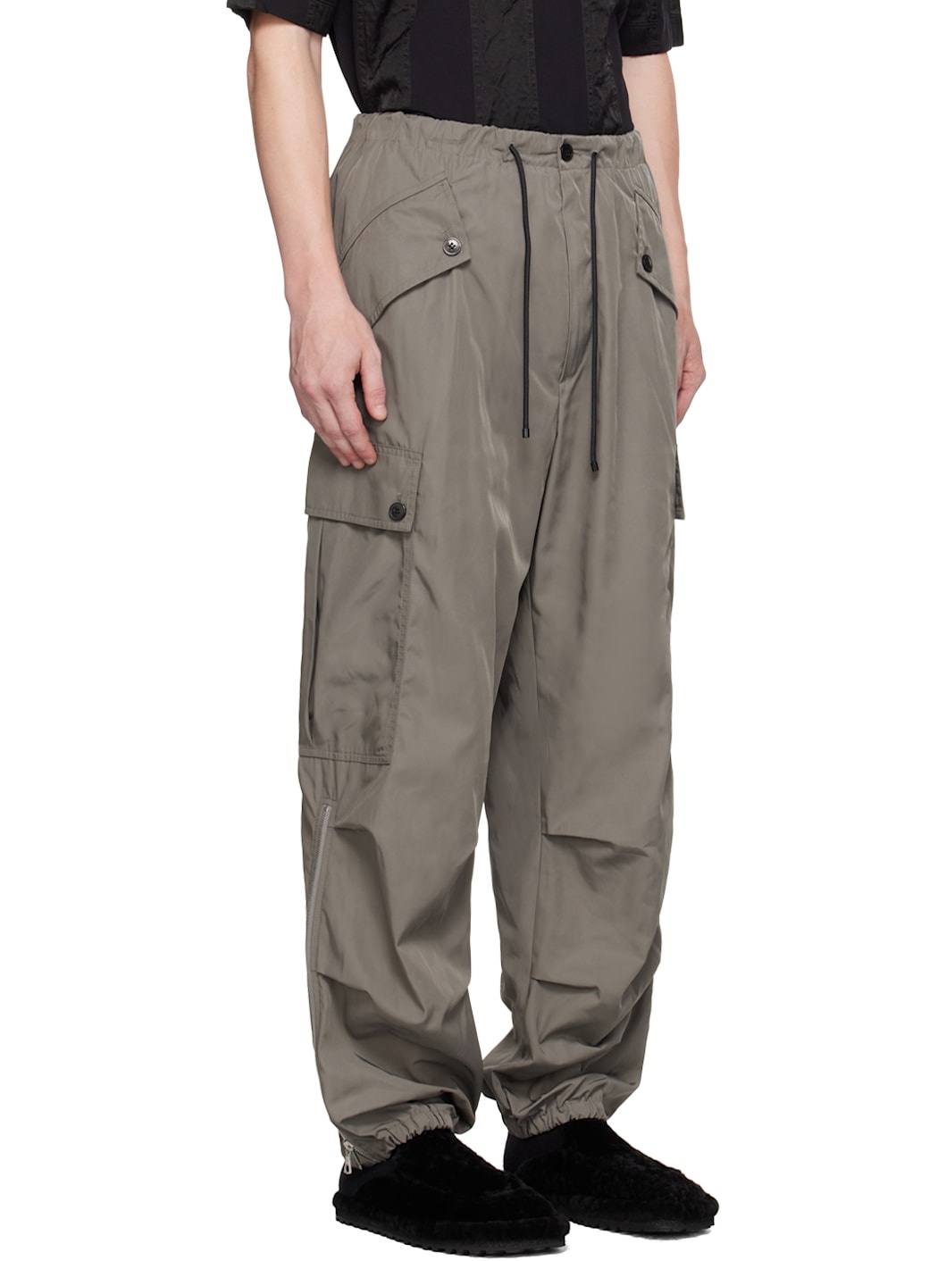 Gray Drawstring Cargo Pants - 2
