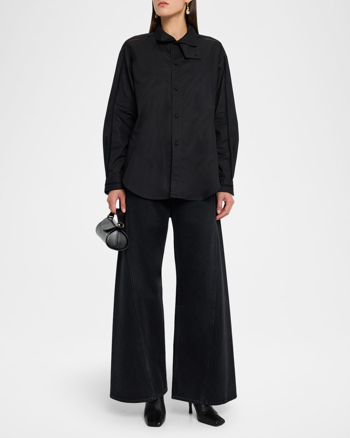 Tab Embroidered Cotton Poplin Shirt - 2