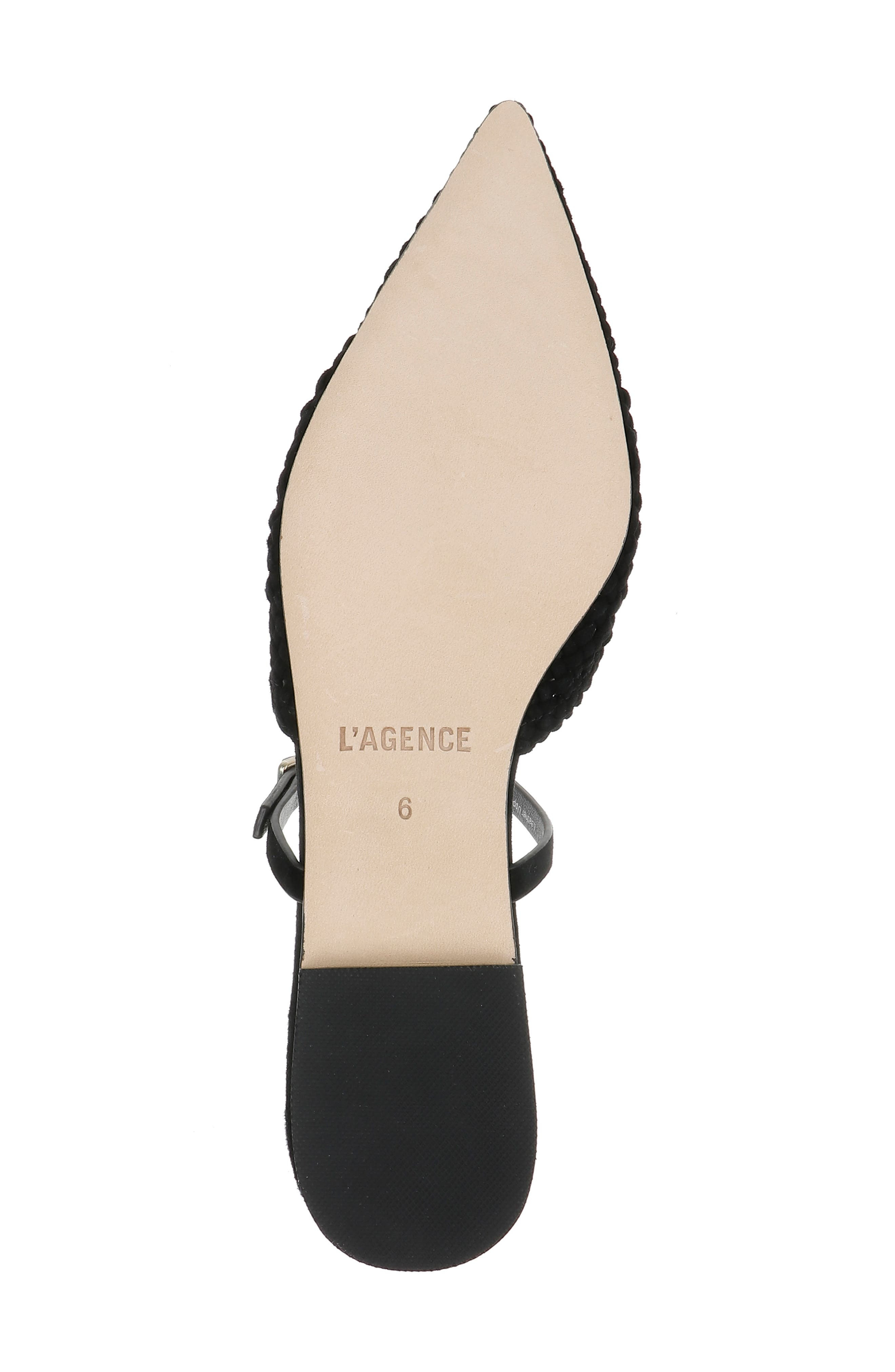L'AGENCE Jacklyn Mary Jane Pointed Cap Toe Mule in Black Suede at Nordstrom - 6