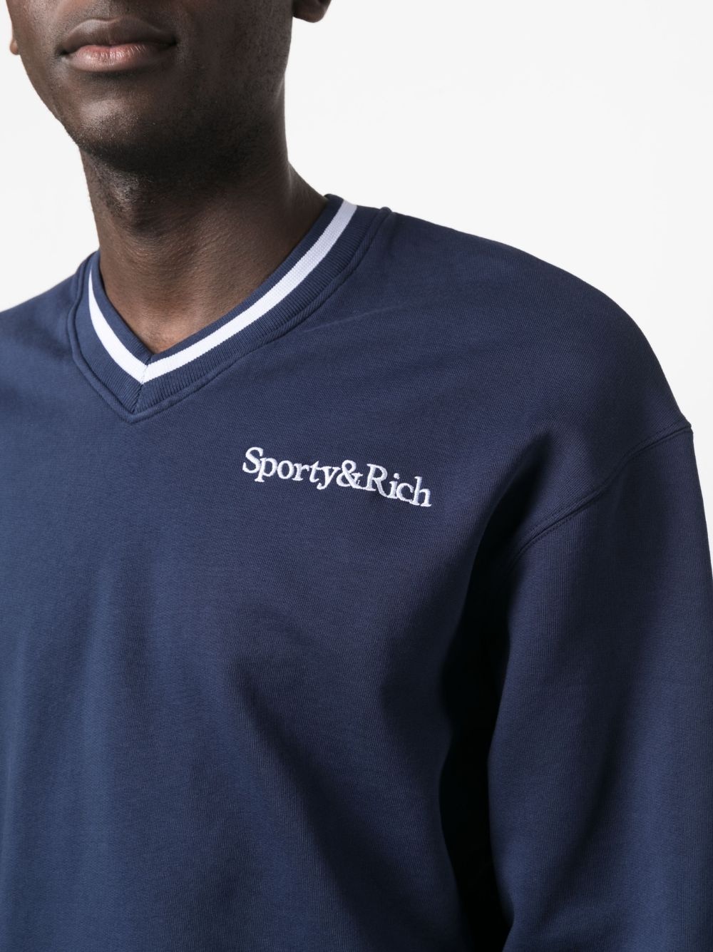 embroidered-logo v-neck jumper - 5