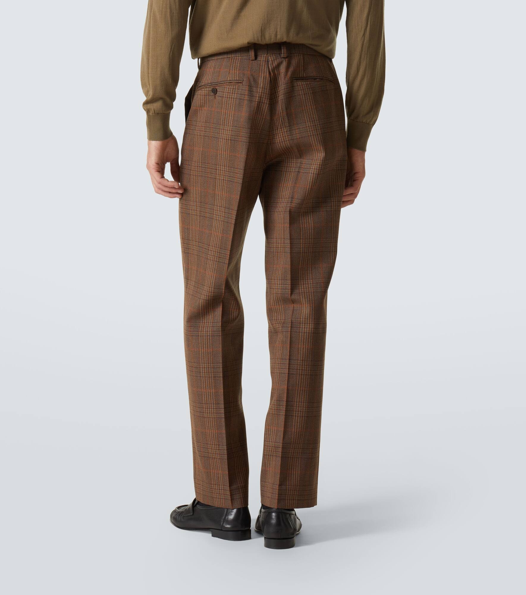 Prince of Wales check wool straight pants - 4