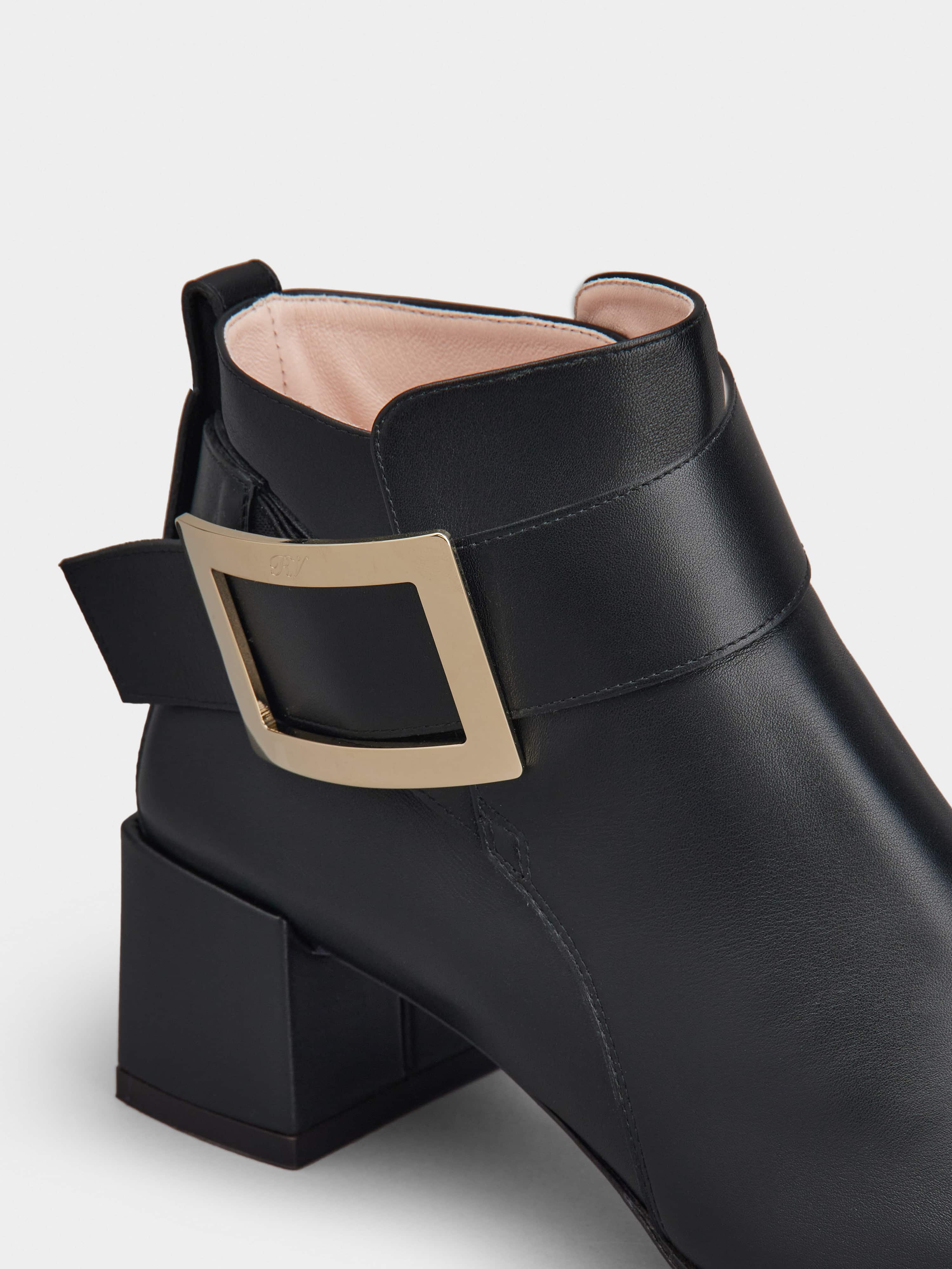 So Vivier Metal Buckle Ankle Boots in Leather - 3