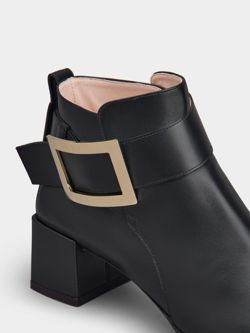 So Vivier Metal Buckle Ankle Boots in Leather 3