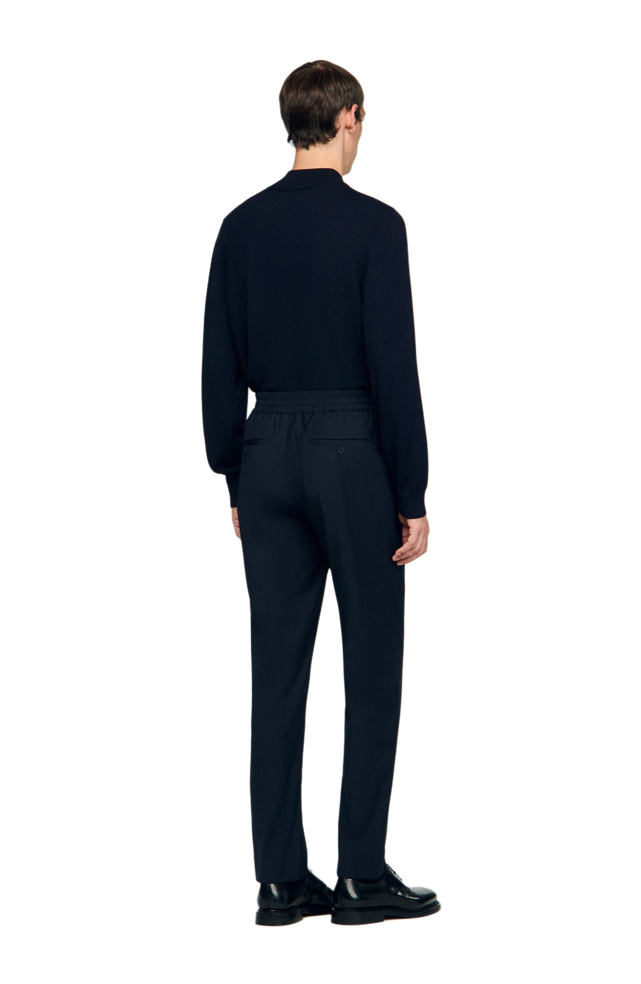 SANDRO Elasticated straight-leg trousers in Navy Blue at Nordstrom - 2