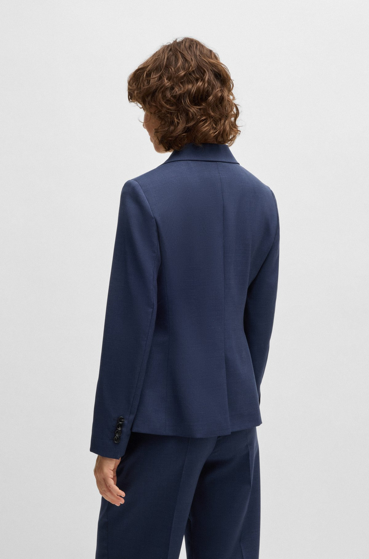 REGULAR-FIT BLAZER IN MICRO-CHECK VIRGIN WOOL - 4