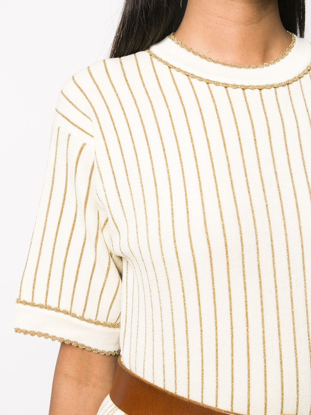 metallic pinstripe knitted top - 5