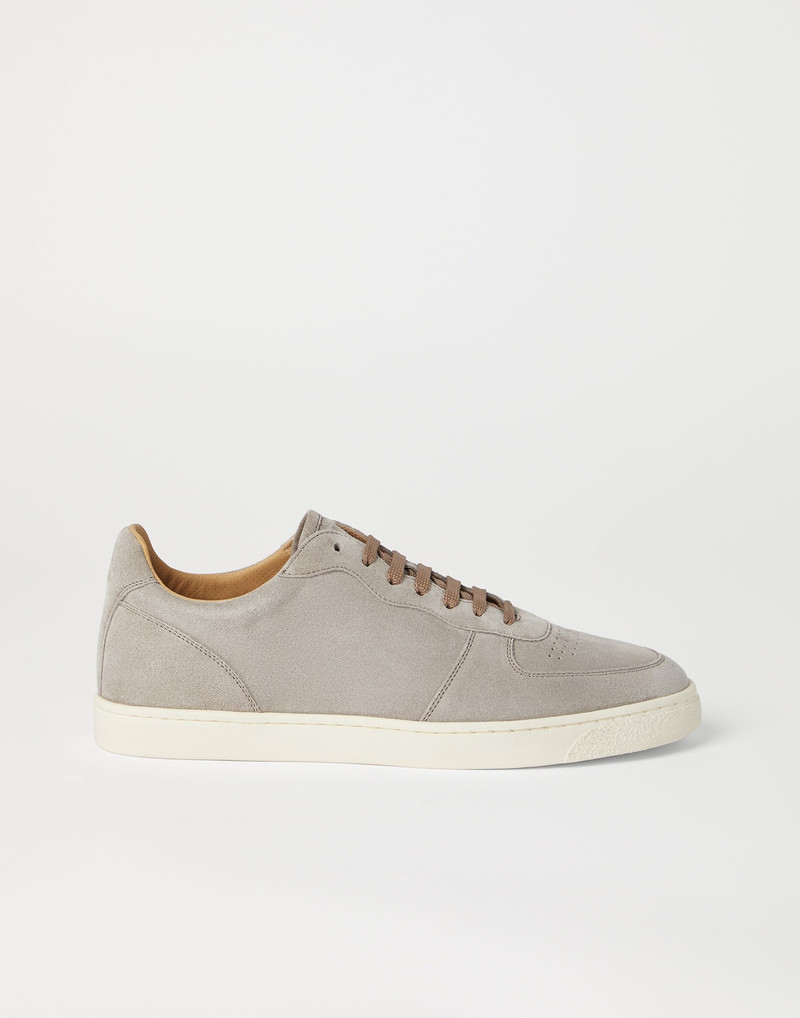 Washed suede sneakers with natural rubber sole 5