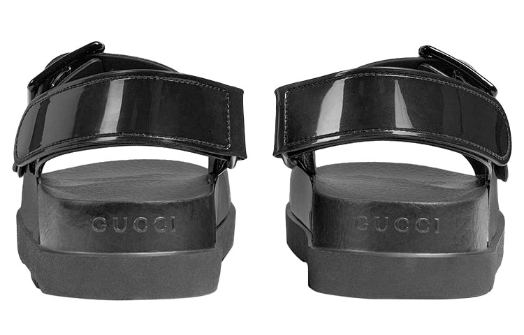 (WMNS) Gucci Mini Double G Sandal 'Black Rubber' 660243-J8700-1000 - 5